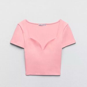 ZARA Sweetheart Neckline Top Elegant Pink Women's Top NWT